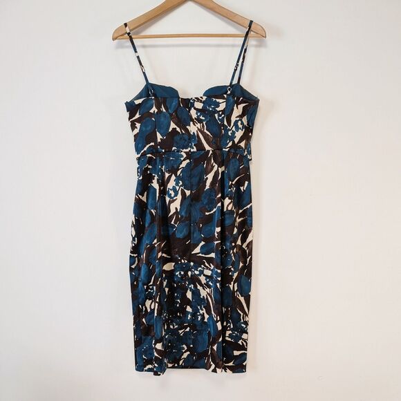 Donna Ricco Tulip Floral Pattern Sweetheart V-Neck Sheath Midi Dress - Picture 5 of 7